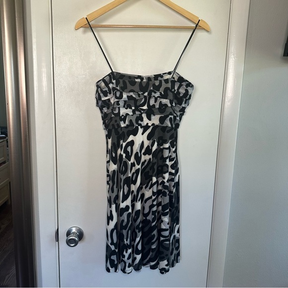 Cache Y2K Cheetah Cocktail Dress. Black and White. Size: Medium. - Picture 3 of 5